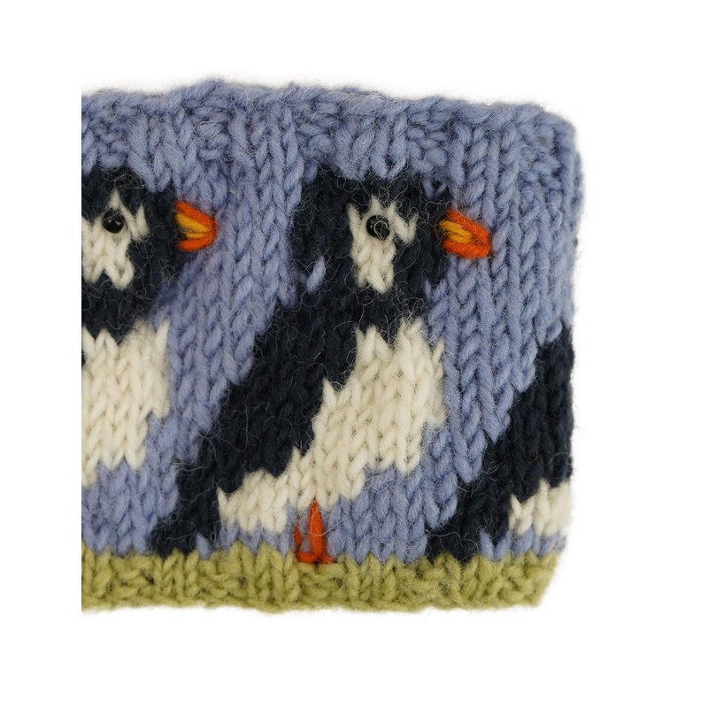 Pachamama Women Wool Ear Warmer Headband Fleece Lined Handknitted Puffin