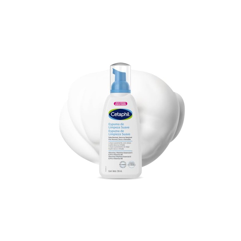 Cetaphil Espuma de Limpieza Facial Suave Glicerina Piel Sensible 236