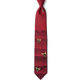 Men's Burgundy Yellow Bees on Honeycomb Necktie Tie