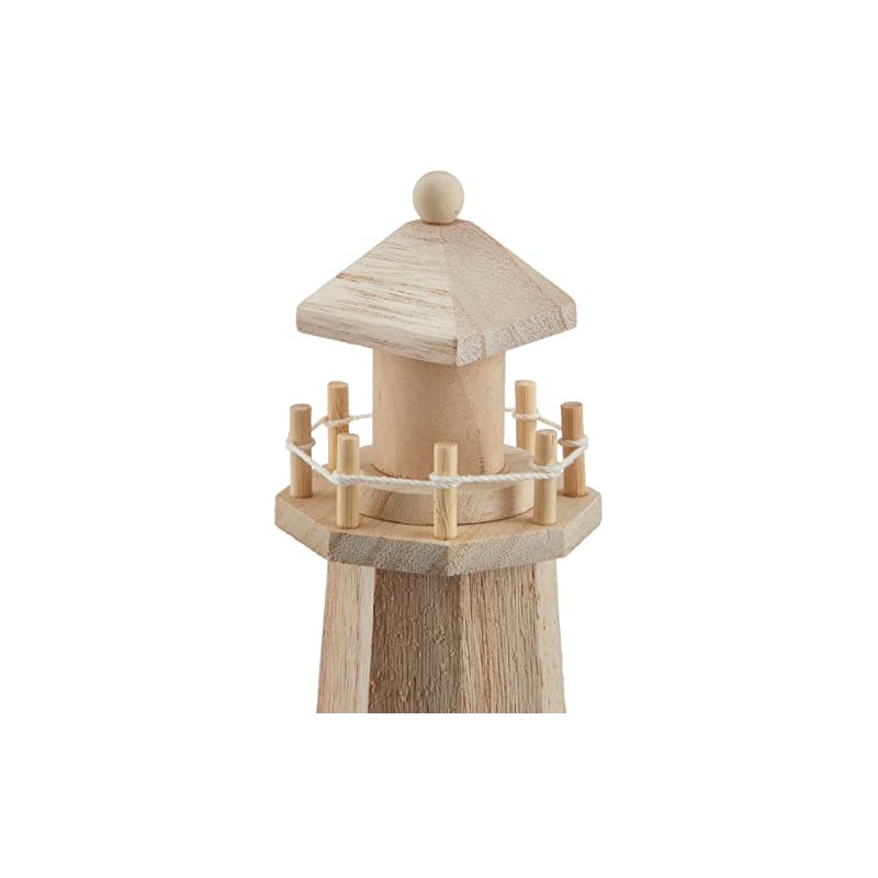 Rayher Lighthouse Wooden Height 25 cm Nautical Mediterranean Decoration Decorative