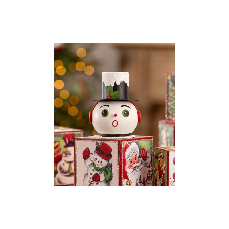 Bethany Lowe Vintage Surprised Snowman Container 4.25" TF3276