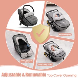 ACRABROS Car Seat Cover Baby: Winter Infant Carseat Canopy for Boy Girl Newborn Zipper Peeping Window Warm Cozy Cold Weather Waterproof Universal Fitted Heather Grey