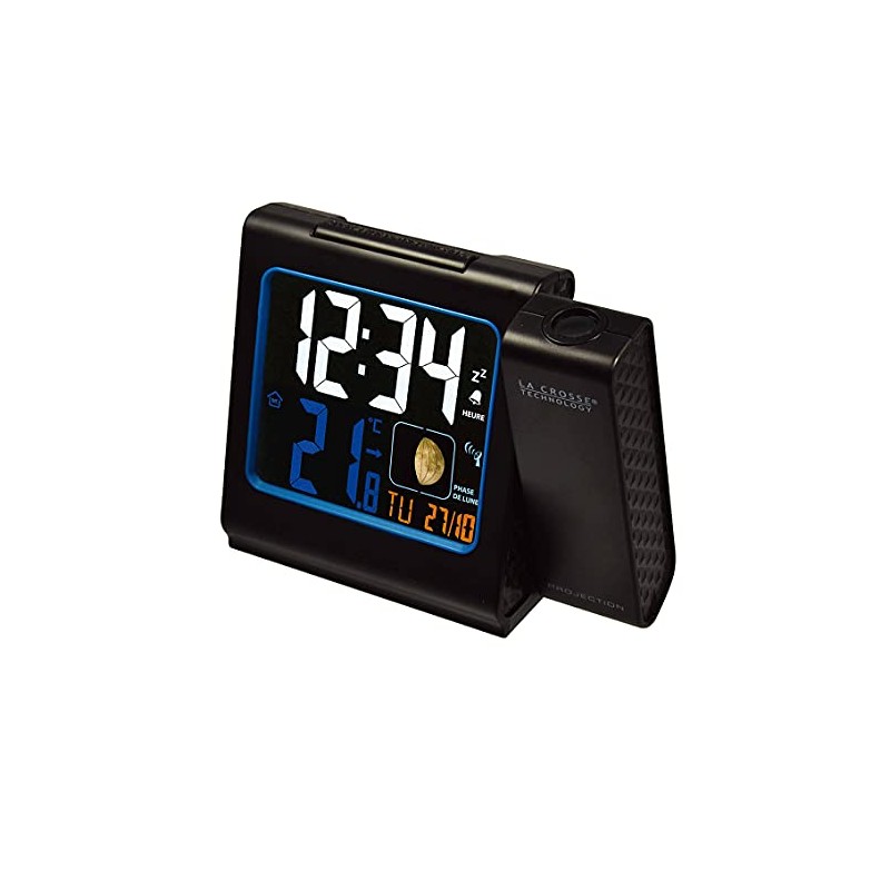 La Crosse Technology WT551-BLA Radio-Controlled Alarm Clock with Red Projection