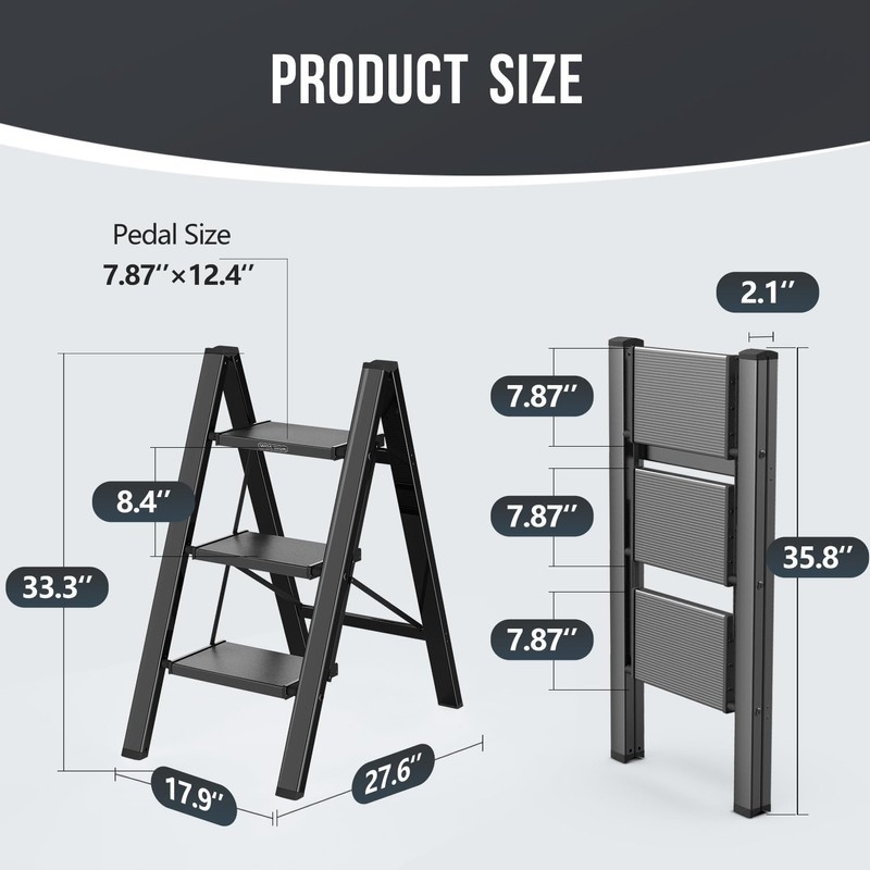 WOA WOA Step Ladder, Portable Lightweight Home Ladder, Folding Step