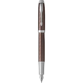 Parker IM Premium Metal Fountain Pen - Metallic Brown with Chiselled Engraved Pattern - Fine Nib - Blue Ink- Gift Boxed