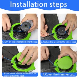 Grass Trimmer Replacement Spool Compatible with Greenworks G24LT/G24LTK2/G24LT30M/G24LT30MK2 24V Grass Trimmer, Nylon Line Single Thread Spool, Blue (Pack of 3)