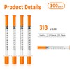 1ml Syringe, 31G 1ml/cc 1/2"(12.7mm) Pack of 100