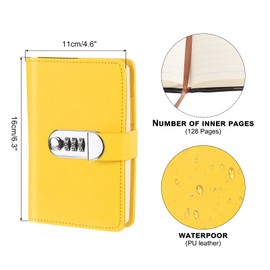 PATIKIL A6 Diary with Lock, Journal with Lock Cute Journaling Leather Notebook Journal 128 Pages Diary with Pen Slot Card Slot Waterproof for Women Gifts Men, Yellow