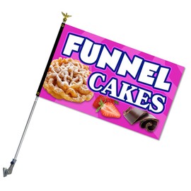 VISTA PRODUCTS Funnel Cakes Premium 3x5 Flag Kit (Spinning Pole & Adjustable Mount)
