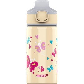 SIGG - Alu Trinkflasche Kinder - Miracle - Mit Trinkhalm - Auslaufsicher - Federleicht - BPA-frei - Klimaneutral Zertifiziert - Schule & Sport, Butterfly, 0.4 Ltr.