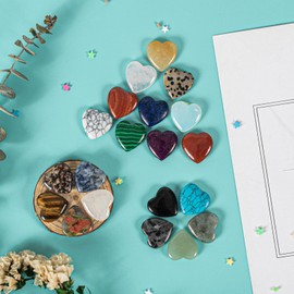 Pack of 20 Natural Heart Healing Crystals Heart Love Stones Set Lucky Stones for Children Quartz Amethyst Bulk Polished Bag Palm Thumb Gemstones Chakra Reiki Balancing