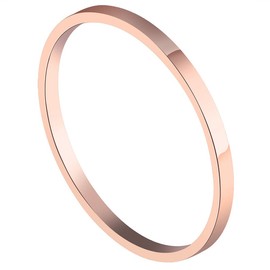 PAURO Women's Stainless Steel Rose Gold Plated Knuckle Midi Ring Set Stackable 1.5MM Plain Band Size 6