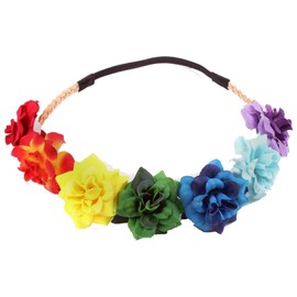 Floral Flower Crown Stretch Headband (Rainbow)
