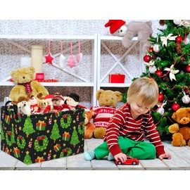 HIYAGON Rectangular Christmas Gift Basket for Families Christmas Basket Holiday Gift BasketBaby Storage Bin Kids Toy Basket Organizer Box for Boy and Girls Christmas Room Decor(Christmas Tree)
