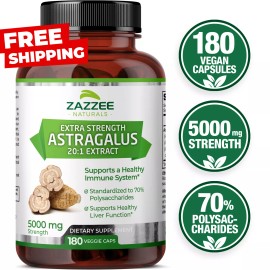 Extra Strength Astragalus Root 20:1 Extract, 5000 mg Strength 180 Vegan Capsules