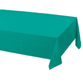 Creative Converting Touch of Color Plastic Lined Table Cover, 54 by 108-Inch, Tropical Teal