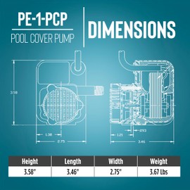 Little Giant PE-1-PCP 115 Volt, 1/125 HP, 170 GPH Manual Pool Cover Pump with 25 Foot Power Cord, Black, 518025