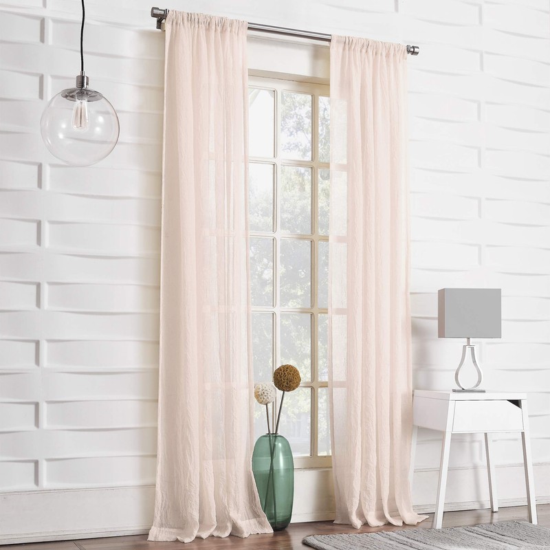 No. 918 Tayla Crushed Texture Semi-Sheer Rod Pocket Curtain Panel,