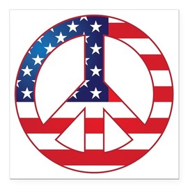 CafePress American Flag Peace Sign Square Car Magnet 3 X 3 Square Car Magnet, Magnetic Bumper Display