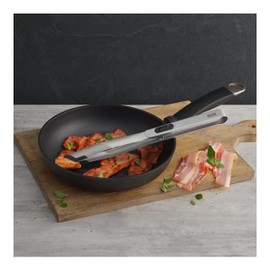 Kuhn Rikon Stainless Steel SoftEdge Locking Tweezer Tongs with Silicone Edge, Black