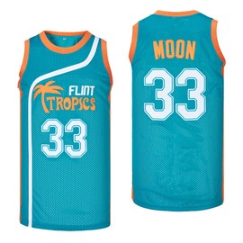 kekambas Men's #33 Moon Flint Tropics Movie Basketball Jersey Stitched Green Size L