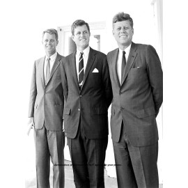 JOHN F KENNEDY Photo with BROTHERS BOBBY, TED, Smiling President JFK