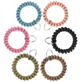 Gjinxi 6Pcs Keychain Wristlet, Spring Wrist Key Chain Wristlet, Flexible Spiral Small Wrist Band Wristlet Key Chain for Women Men to Sauna Gym Pool Outdoor Sports Activity