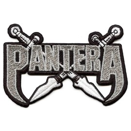 Pantera Fang Blades Silver Heavy Metal Embroidered Iron On Patch