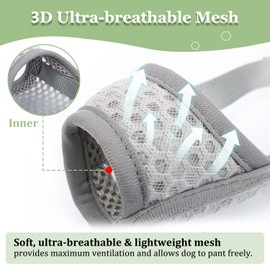 Mayerzon Dog Muzzle, Puppy Soft Mesh Muzzle for Small Medium Large Dogs Chihuahua Poodles Beagle Dachshund Corgis Labrador for Biting Chewing Grooming That Allows Panting Drinking(XXS, Grey)