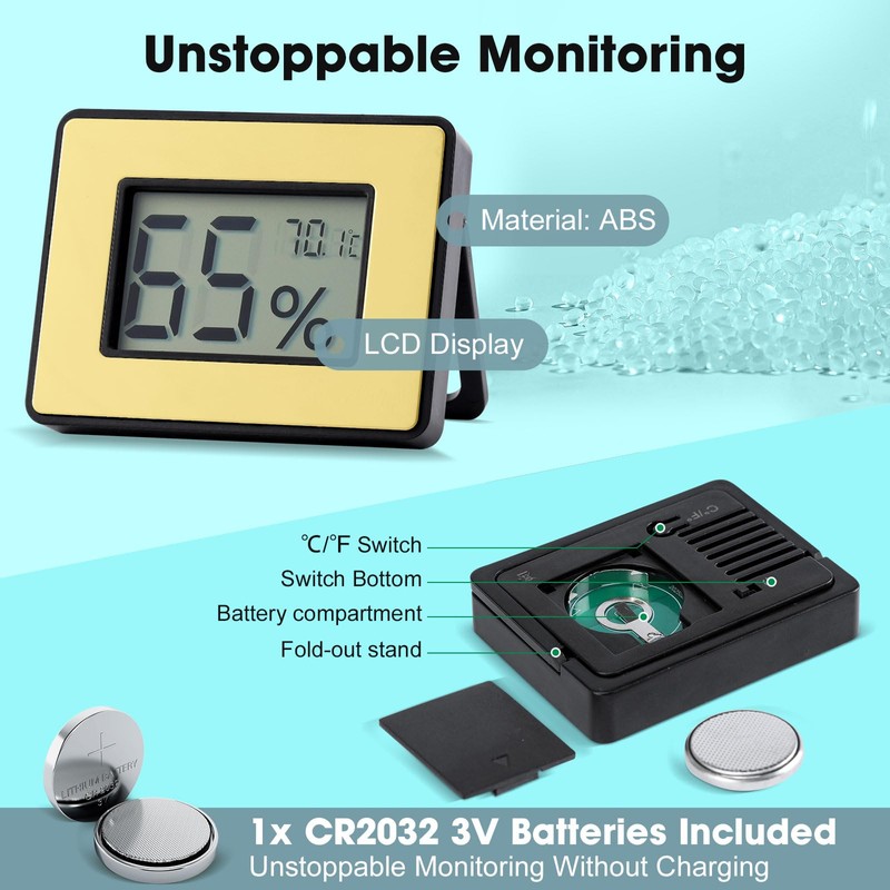 Digital Hygrometer Thermometer for Humidors & Home Use - High