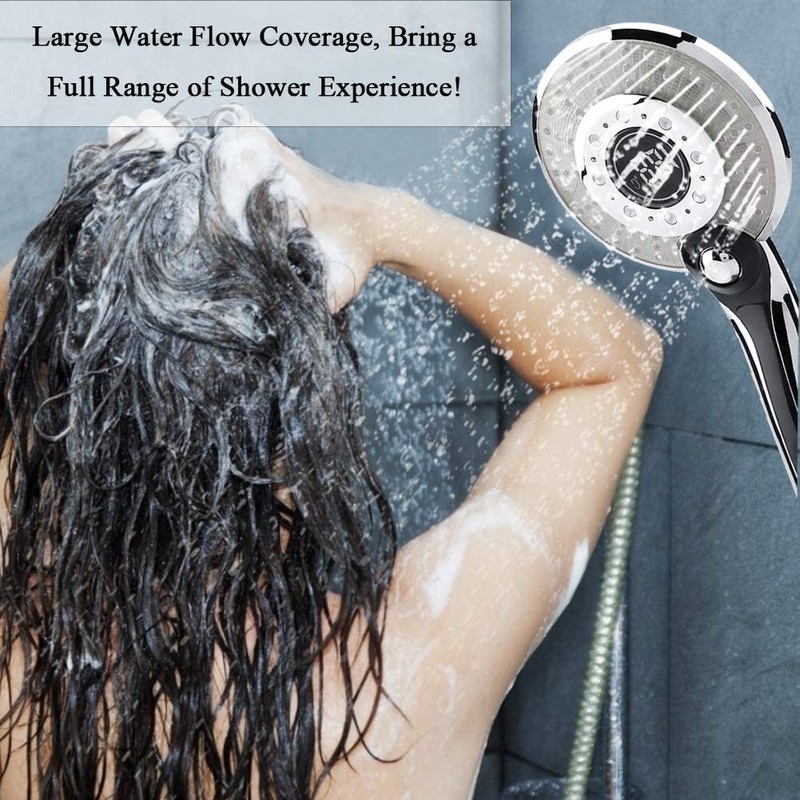 LED Shower Head Bathroom Hand Held 3-Color Temperature Control Color