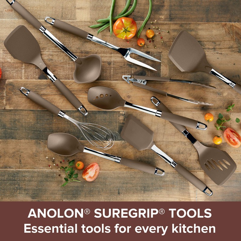Anolon SureGrip Stainless Steel Meat Fork, Bronze, 13.25-Inch, Tools and