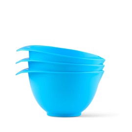 WePrep Mixing Bowl with spout and Handle | Light Blue | Set of 3 | Beautifully Bright Coloured Bowl Set | Compact, Stackable & Ergonomically Designed | Proudly Made in The UK