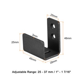 uxcell Barn Door Floor Guide, 2Pcs - Carbon Steel Sliding Barn Door Hardware, Flexible Adjustable U Bracket Flush Design Bottom Flat Swing Stopper (Black)