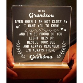 WSYEAR Grandson Gifts from Grandma, Gifts for Grandson, Best Grandson Table Lamp, to My Grandson Birthday Gift for Teen Boys Men