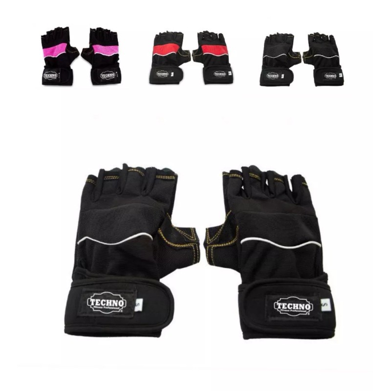 Techno Guantes Para Pesas O Barra Con Muñequera Gym Unisex