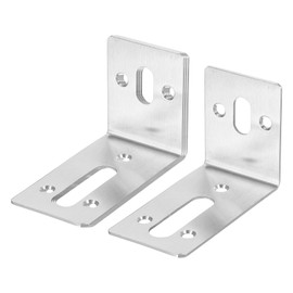 sourcing map Adjustable L Corner Braces with Double Slots, 4 Set 3.27"x1.77"x3.27" Right Angle Bracket Fastener for Furniture Mending (Silver)