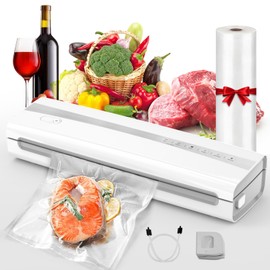 Vacuum Sealer Machine With Vacuum Sealer Bags, Dry/Moist Compact Full Automatic Food Sealer, Air Sealer Machine with Vacuum Seal Rolls, Bag Cutter,