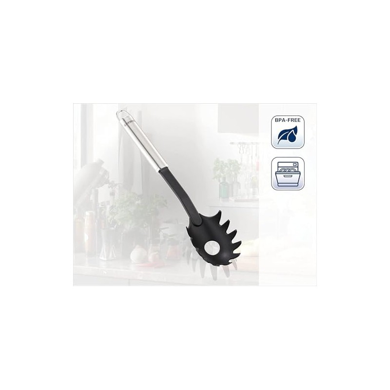 Leifheit 24060 Cucchiaio Spaghetti, Acciaio Inossidabile, Nero/Grigio Argento, 6.5 x
