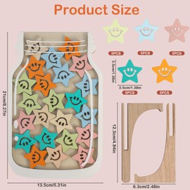 KATIMI Reward Glass for Children, Reward Glass Classroom, Kids Reward System with 25 Stars, Star Reward Jars, Star Glass Reward Glass with Wooden Holder for Motivational Behavioral Rewards