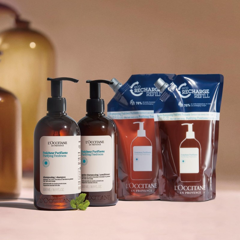 L'Occitane Five Herbs Pure Freshness Shampoo Liquid Brown Refill 16.9