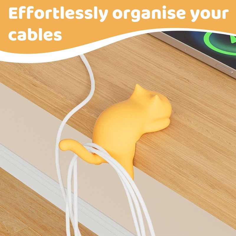 Muorruo 2-pack cute cat desk edge hooks, table hangers without