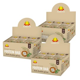 AMRITA Dark Chocolate Quinoa Vegan Protein Bars - Peanut/Dairy Free, Soy & Gluten Free - 15g of Plant Based Protein Bars - High Fiber, Low Sugar Meal Replacement Bar, Breakfast Bars, High Protein Bars