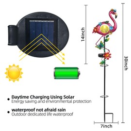 Solar Flamingo Garden Stake Lights Metal Outdoor Decorations for Yard Porch Patio Landscape Waterproof Decorative Garden Stakes Pink Flamingo Gifts for Women Mam Girls Solar Powered Lawn Ornaments