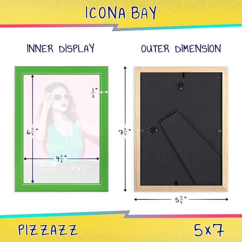 Icona Bay 7x5 Green Picture Frame, Coloured Solid Wood Scandinavian