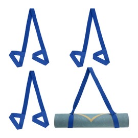 PATIKIL Yoga Mat Strap, 4 Pack Adjustable Yoga Mat Carrier Straps Sling Cotton Anti Slip Mat Holder Stretching Band for Exercise, Navy Blue