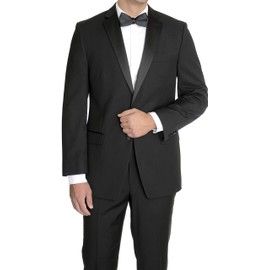 New Mens 5 Piece (5pc) Complete Single Breasted Black Tuxedo Suit 38 Regular