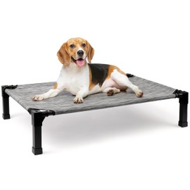 Heeyoo Elevated Dog Bed, Cooling Raised Pet Cot with Chew Proof Washable Breathable Mesh and Metal Frame, Portable Dog Cot Bed with No-Slip Feet for Outdoor or Indoor Use