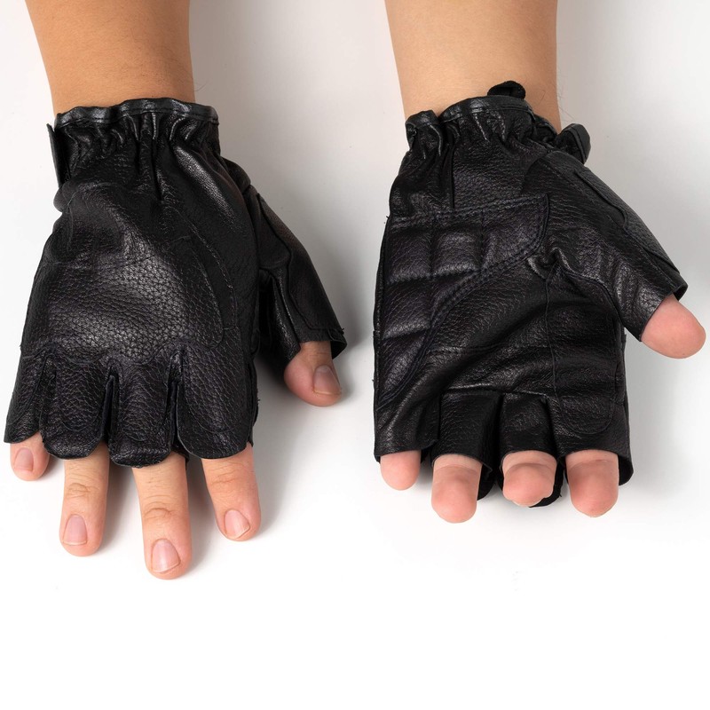 Alpine Swiss Mens Fingerless Gloves Genuine Leather for Workout Training