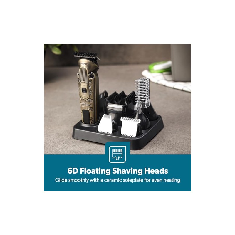 GEEPAS 6-in-1 Men's Grooming Kit | Corded/Cordless Digital Beard Trimmer